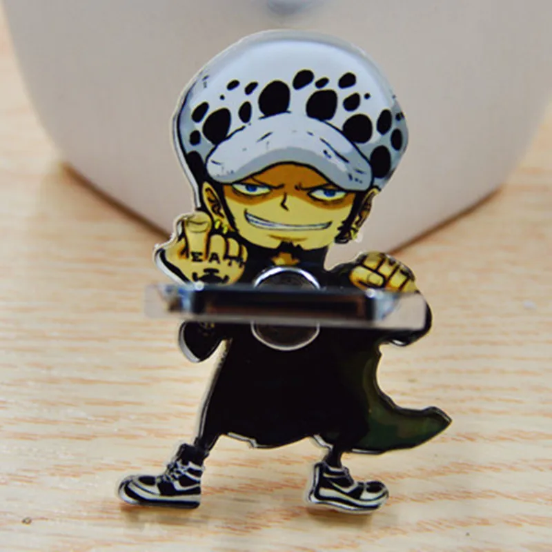 Anime One Piece Figure Luffy Straw Hat Sanji Metal Finger Ring Stand Holder for Mobile phone Creative Cartoon Sticker Bracket