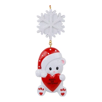 

Maxora Bear Baby's First Christmas Personalized Ornament As For Baby First Holiday or New Year Gift, Decoration