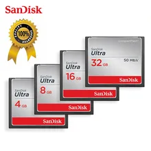 Оригинальная ультра компактная флеш-Карта sandisk, 8 ГБ, 16 ГБ, 32 ГБ, карта памяти CF до 50 Мбит/с, 4 K, Full HD, для цифровых зеркальных фотокамер, карта CF