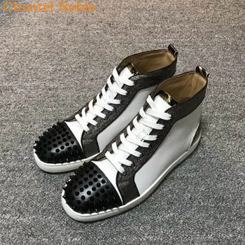 

2019 Brand resigner Chentel Noble Men Casual Shoes Party Dress Shoes Men Flats High Quality Lace-Up Sneakers Rivet Large Size