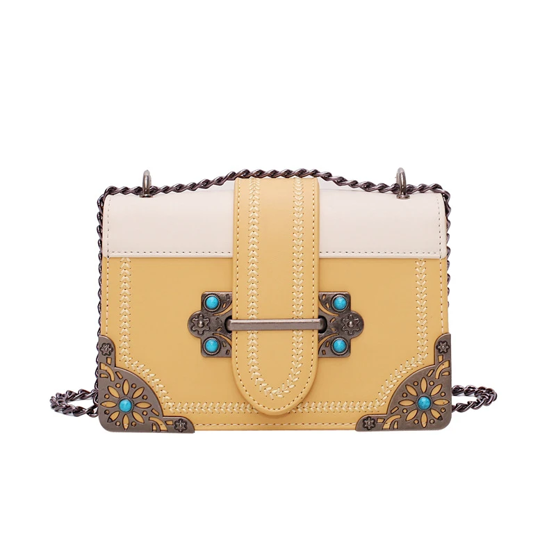 

Texture Chain Fashion Bag Female Small Fresh Air Single Shoulder Messenger Bag Wild Small Square Bag 2019 Summer New Style