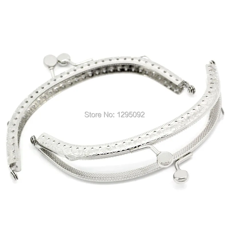 

10Pcs Silver Tone Ball Flower Carved Coin Arch Frame Kiss Clasp Lock For Purse Bag Handbag Handle 12.5x7.5cm(5 1/8" x3")