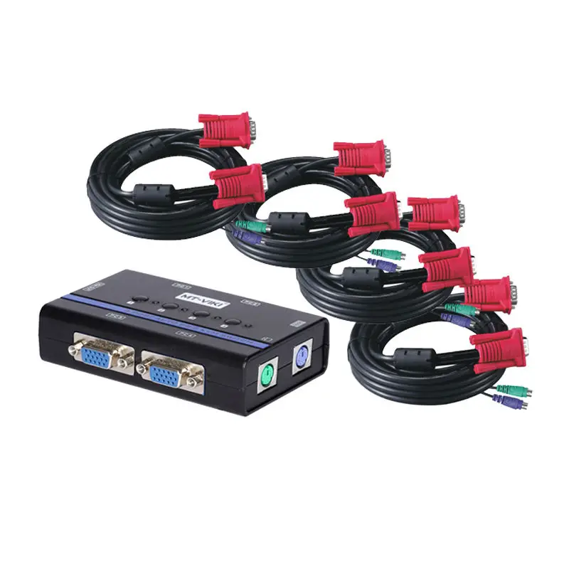 MT-Lamoda KVM SWITCH 4 Порты и разъёмы VGA PS/2 автоматического сканирования клавиш plug and play sup Порты и разъёмы ed с оригинальным кабелем для 4 шт. 1 Мониторы