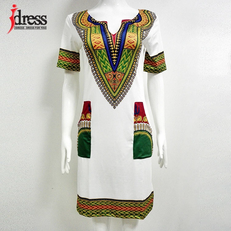 IDress S-XXXL Plus Size Sexy Casual Summer Dress Women Short Sleeve Party Dresses 2017 Black Vintage Traditional Printed Dresses (4)
