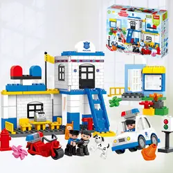 95 шт крупные частицы строительные блоки городской полицейский участок детей собранные обучающие игрушки