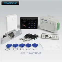 HOMSECUR сенсорной клавиатурой RFID двери управление доступом комплект + удар замок 2 дистанционное управление s дверные звонки