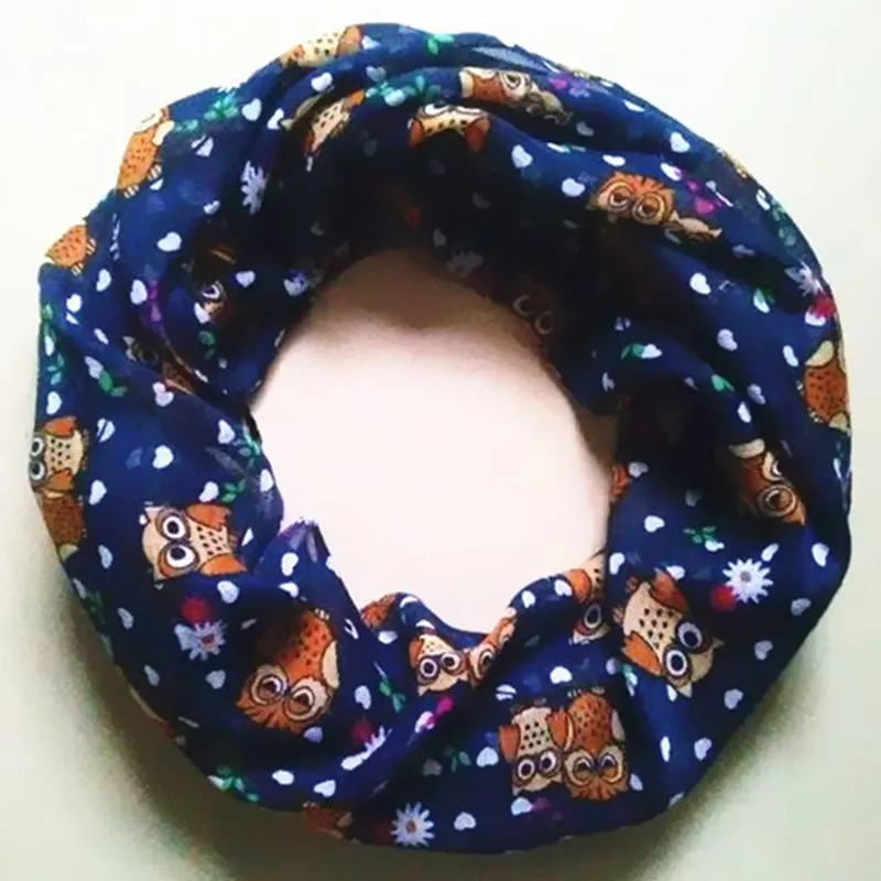 Детский шарф с принтом совы детский кольцами аксессуар для детей|circle loop|owl print