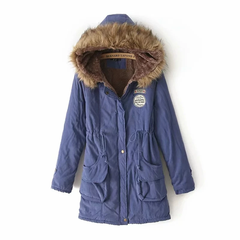 Армейские парки для женщин, Женское зимнее пальто, утепленная хлопковая зимняя куртка, женская верхняя одежда, парки для женщин, зимняя - Цвет: Королевский синий
