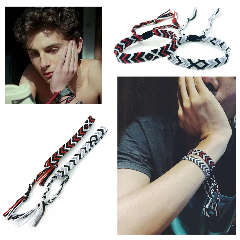 

Call Me By Your Name 2pcs T-elio Bracelet Lovers Handmade Knitted Cosplay Chains Rope Bracelets Jewelry for Women Mens Gifts