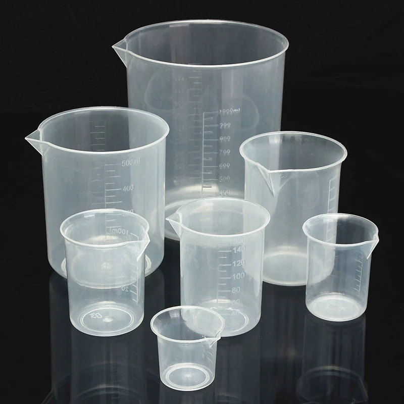Kicute 50 100 150 250 500 1000 мл Прозрачный кухонный лабораторный пластиковый градуированный объемный стакан контейнер измерительный стакан инструмент