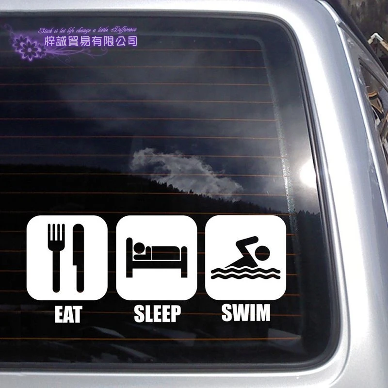 Eat Sleep Swim Sticker Swimmer Car Decal Swimming Posters Vinyl Wall Decals Pegatina Decor Mural Swim Sticker