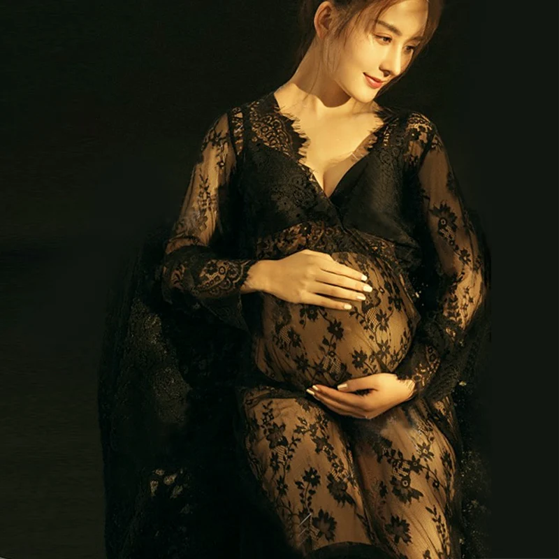 

2016 maternity photography props maxi Maternity gown Lace Maternity Dress Fancy shooting photo summer pregnant dress Plus size