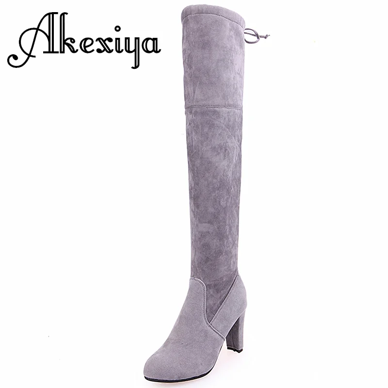 Hot 2017 designer suede slim thigh high boots woman fashion over the knee boots women sexy shoes high heels autumn ladies boots hot fashion solid concise suede slim thigh high women boots over the knee winter high heels woman shoes