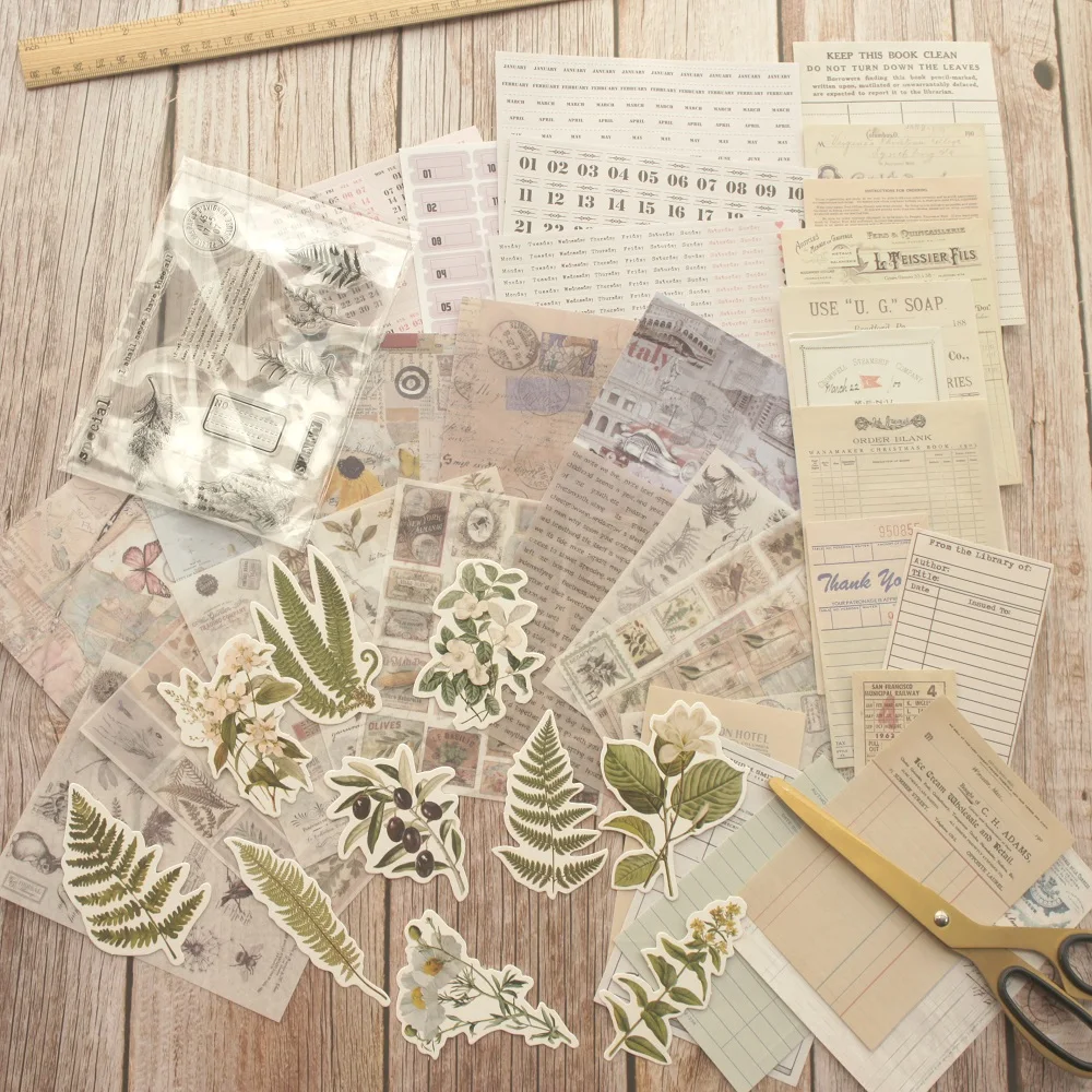 

45 Pcs DIY Flower Plant Specimen Theme Tag Mini Card Background Craft Paper Stamp Scrapbooking Creative Set Gift Use