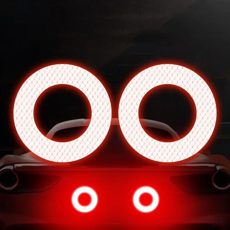 2 шт., светоотражающие наклейки, круглые Предупреждение ющие знаки безопасности, декоративный Рефлектор для мотоцикла, автомобильные декоративные аксессуары для экстерьера - Цвет: red