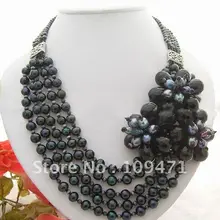 Потрясающие! Ожерелье из 5 страз с жемчугом и кошачьим глазом и ониксом