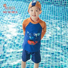 AONIHUA/ г., оригинальные Мультяшные животные, купальный костюм из двух предметов для мальчиков, детские купальники с длинными рукавами, детский купальный костюм