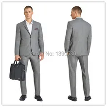 Новое Поступление Прохладный Серый шерсть 2 шт.(куртка+ брюки) две кнопки нотч с двойным отверстия christmas party костюмы