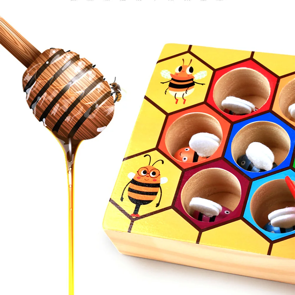Blocks Toys beehive game Hive Board wooden 7 bees +clamp Early Childhood Education Building Early Balance Training baby fun toy