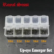 Набор крючков для ловли нахлыстом из высокоуглеродистой стали 160 шт. с деспенсором 2 x короткая длина 5 размеров 10#12#14#16#18