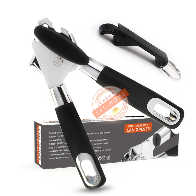 

Smooth Edge Can Opener - Safety Feature Prevents Sharp Edges and Cuts - Ergonomic Soft Grips Handle - Food Grade Stainless Steel