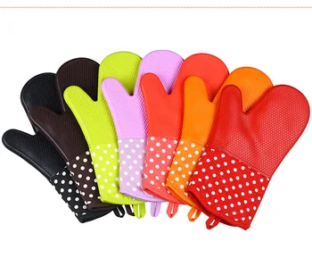 

100pcs/lot Cooking Baking BBQ Oven Pot Holder non-slip Mitt Kitchen finger gloves heat resistant silicone gloves for kitchen