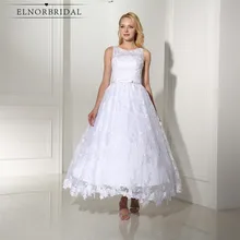 2017 Modest Lace Wedding Dresses Tea Length Western Designer Vestidos De Novia A Line Bruidsjurken Custom Made Bridal Gowns