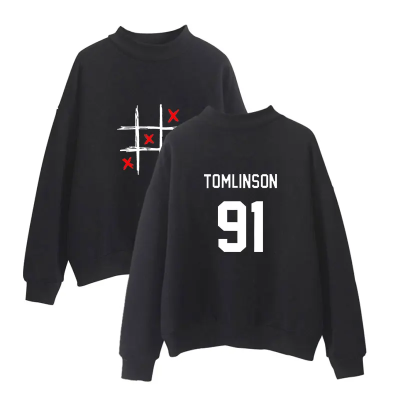 BTS England Singer Louis Tomlinson 91 Print High-necked Hoodie Sweatshirt Women Female Turtleneck Capless Sweatshirt XL Clothes