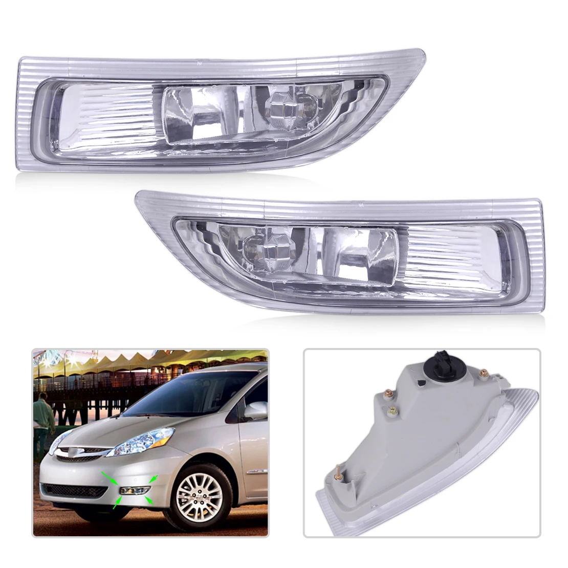 

CITALL 312-2020R-AF 312-2020L-AF 2PCS Right Left Front Fog Lamp Light with Bulbs fit for Toyota Sienna 2004 2005