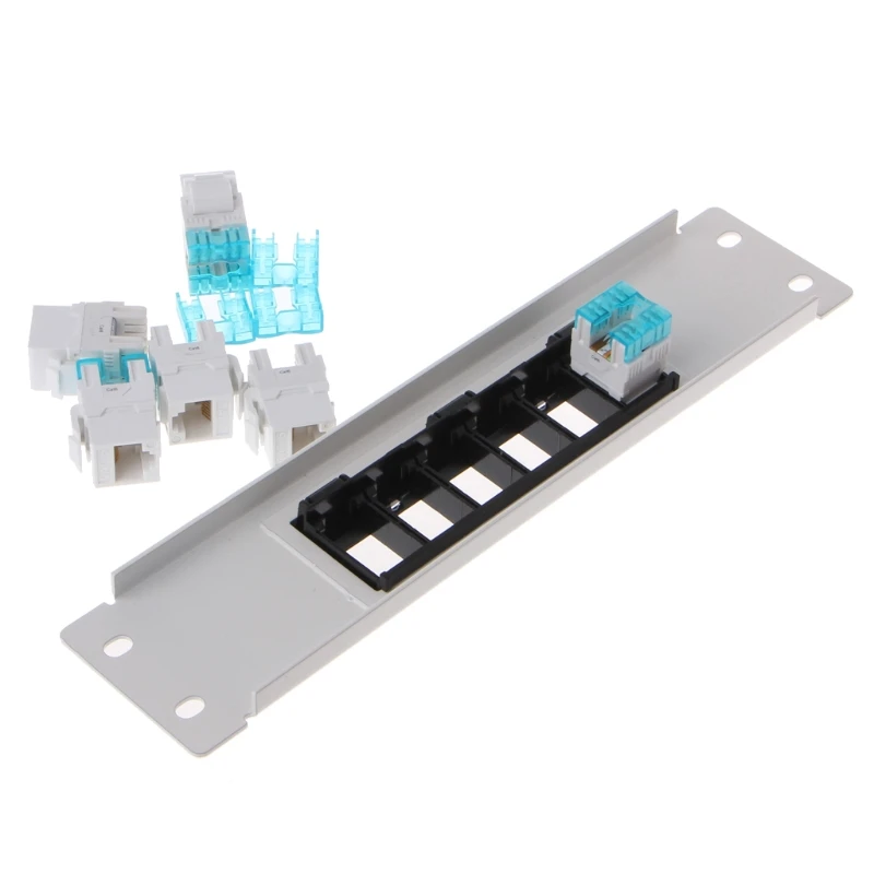 RJ45 CAT6 6 Ports Patch Panel Frame With RJ45 Keyston Module Jack Connector 2