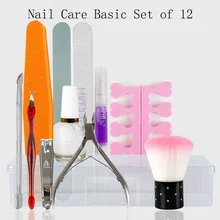 12 шт. сумка для ногтей роговой клюшки Пинцет губка для хранения пальцев коробка для питания ручка макияж средство для снятия маникюра Уход за ногтями Инструмент
