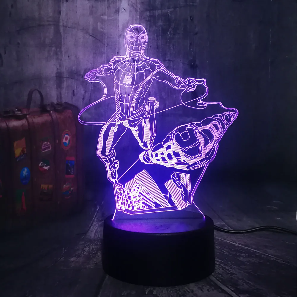 Новый 3D светодиодный светильник Marvel летающий человек паук и Железный крутой