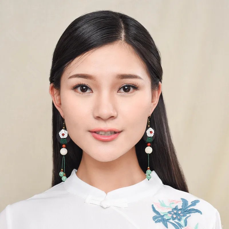 

women earring bodhi lotus wood flower long brincos DIY high quality beautiful vintage eardrop jewelry accessories earrings D169