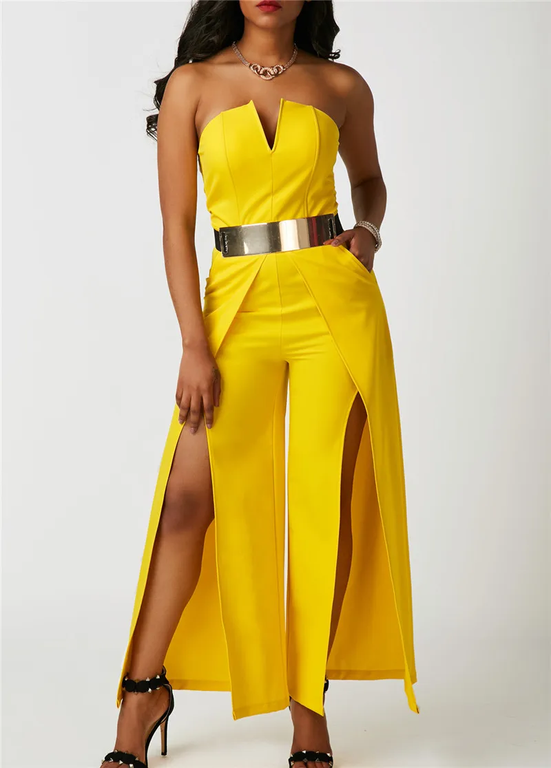 yellow long romper