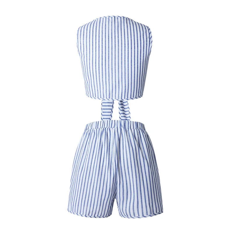 Womens Summer Two Piece Set Woman Short Sleeve Crop Tops + Causal Shorts Sexy Ladies Tunic Holiday Suit Sets Women's Playsuits
