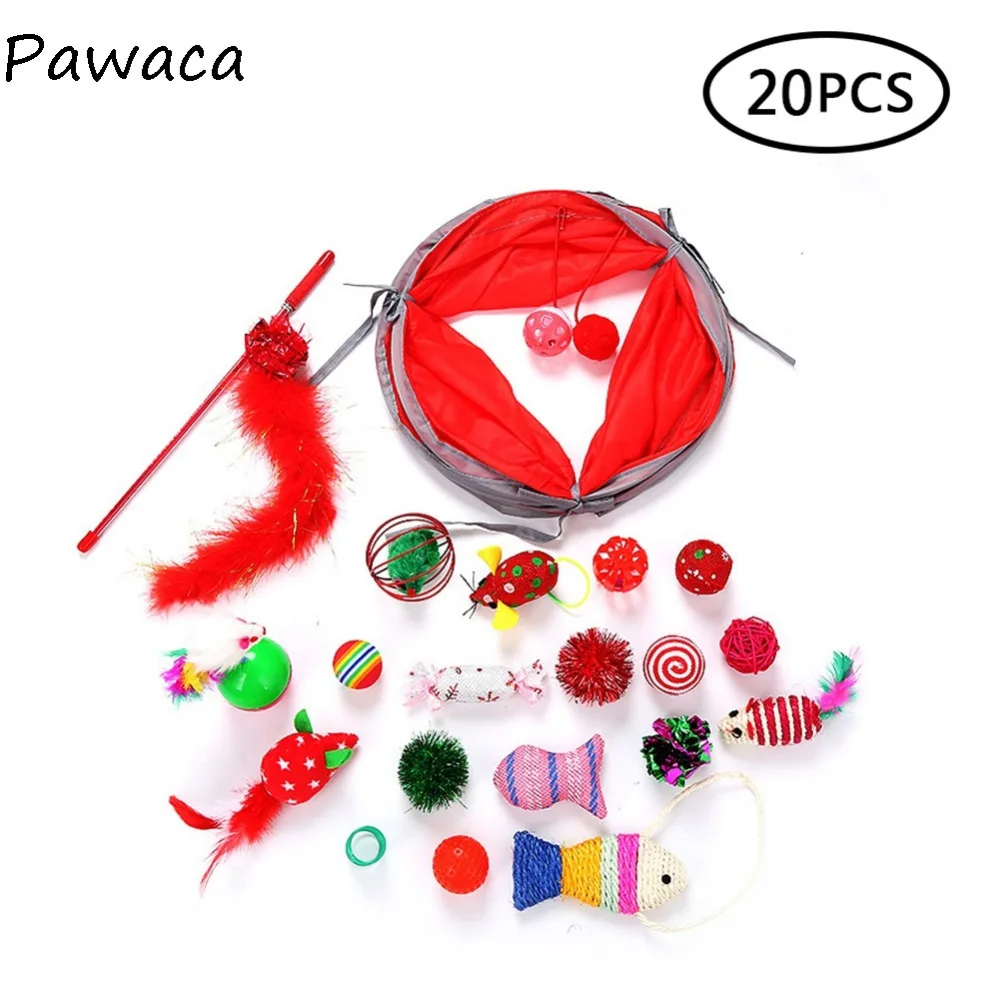 

20Pcs Pet Cat Toy Set Plastic Rat Fur Ball Christmas Series Cat Toy Cat Interactive Product Multicolor