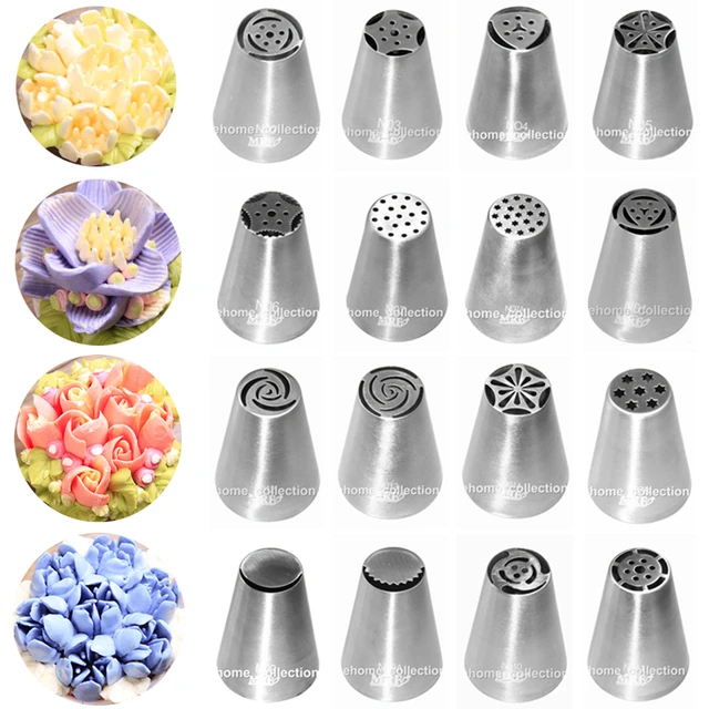 16 Kinds Style Tulip Flowers Icing Piping Nozzles Pastry Tips Metal