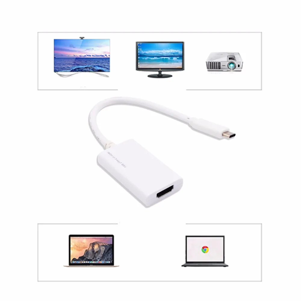 

Super High Speed USB 3.1 Type-C To HDMI Adapter Converter 1080P Compact Size USB 3.1 Adapter Converter Cable White