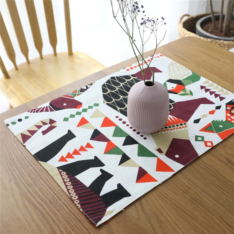 

Kitchen Tool Printed Dining Table Mat Cotton Heat-insulated Tableware Pad Non-Slip Placemat Waterproof Mat Bowl Pads 32*45cm
