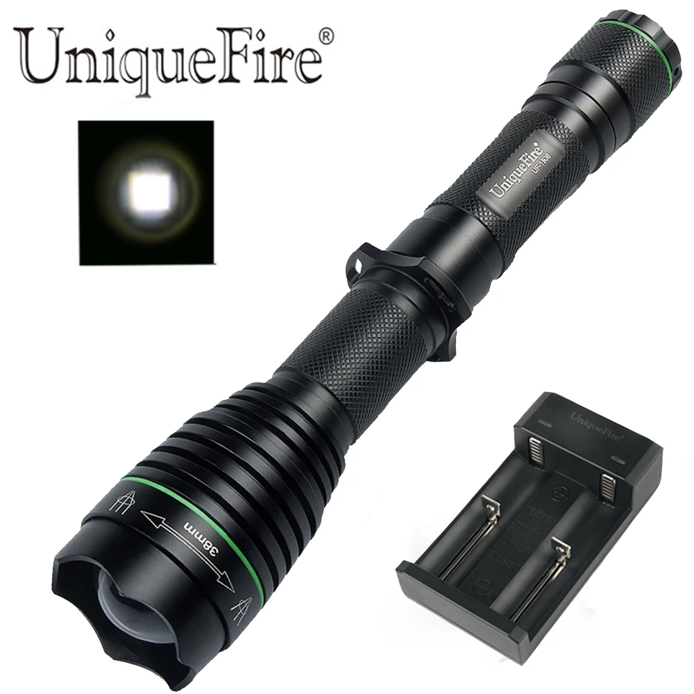 

UniqueFire Rechargeable Led Flashlight 1508 38mm XM-L2 10W White Light 1200LM Zoom Lamp Torch with 18650 USB Charger