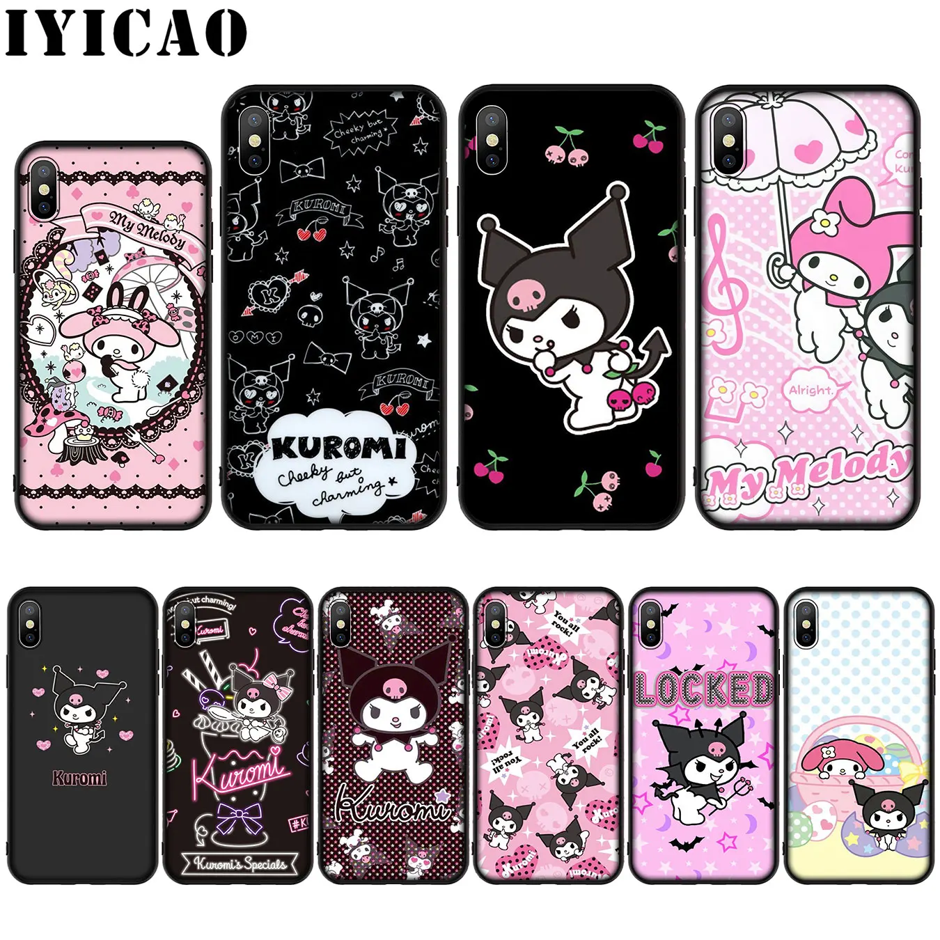Цветной милый силиконовый мягкий чехол Kuromi для iPhone 11 Pro Max XR X XS 8 7 6 6S Plus 5 5S SE