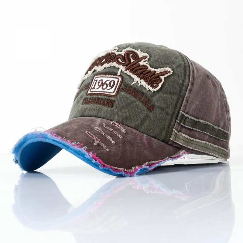 Vintage Ripped Snapback Hat 1969 Letters Embroidered Baseball Caps Men