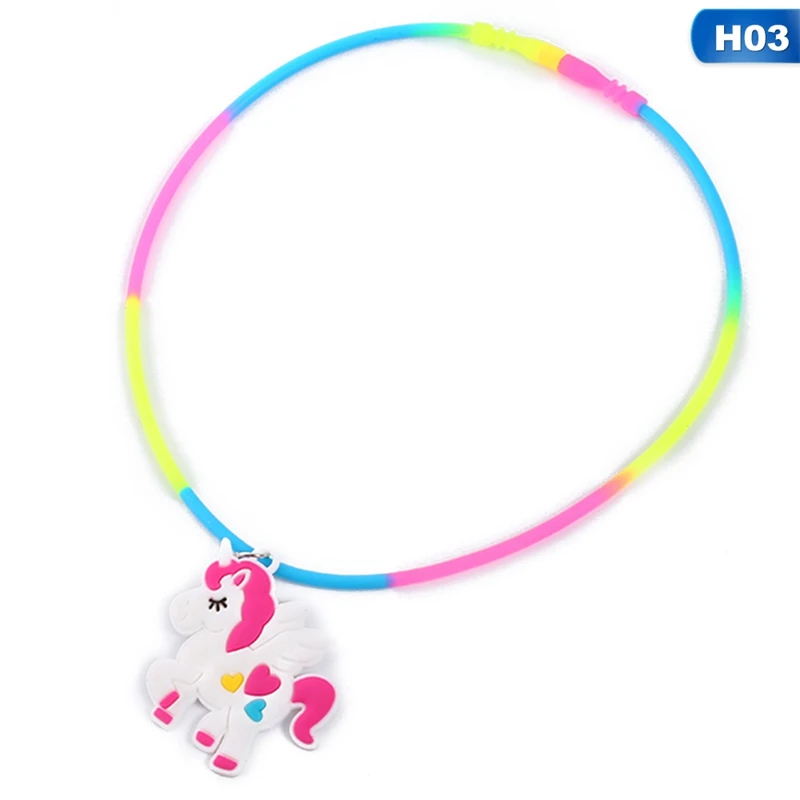 Rainbow Unicorn Pendant Rubber Necklaces Accessories -Unicorn Fashion