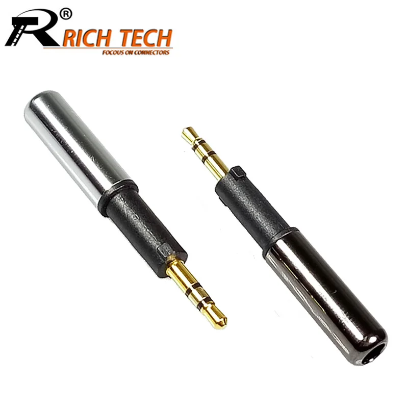 100pcs lot 3 Poles Audio Jack 2 5mm Stereo Connector Gold Plated 3 Pins 2 5mm Male Plug Wire Connector for Headphone Earphone