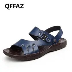QFFAZ 2018 новый летний Для мужчин модные сандалии Для мужчин кожаные шлепанцы для отдыха пляжная обувь Для мужчин уличные сандалии
