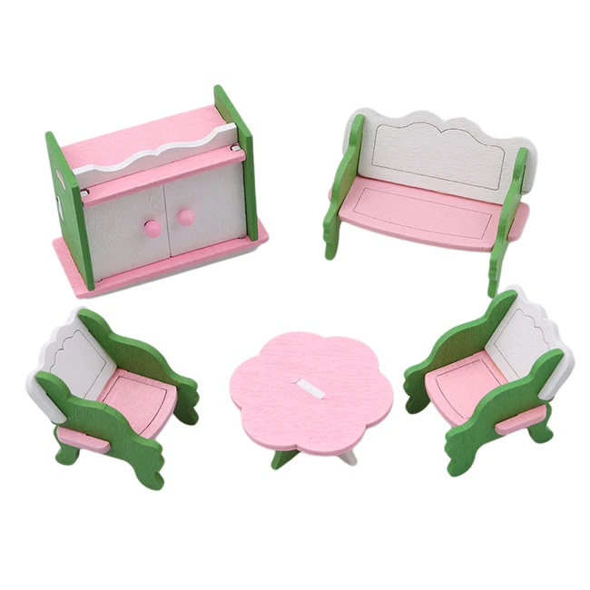Миниатюрная игрушечная деревянная мебель, игрушечный кукольный домик, набор мебели для кукол, детская игровая комната, мебель для кукол, подарок - Цвет: 897368