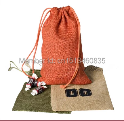 100pcs/lot CBRL jute/linen/flax drawstring bags&amppouch for ornament/beans Various colors size customized wholesale | Украшения и