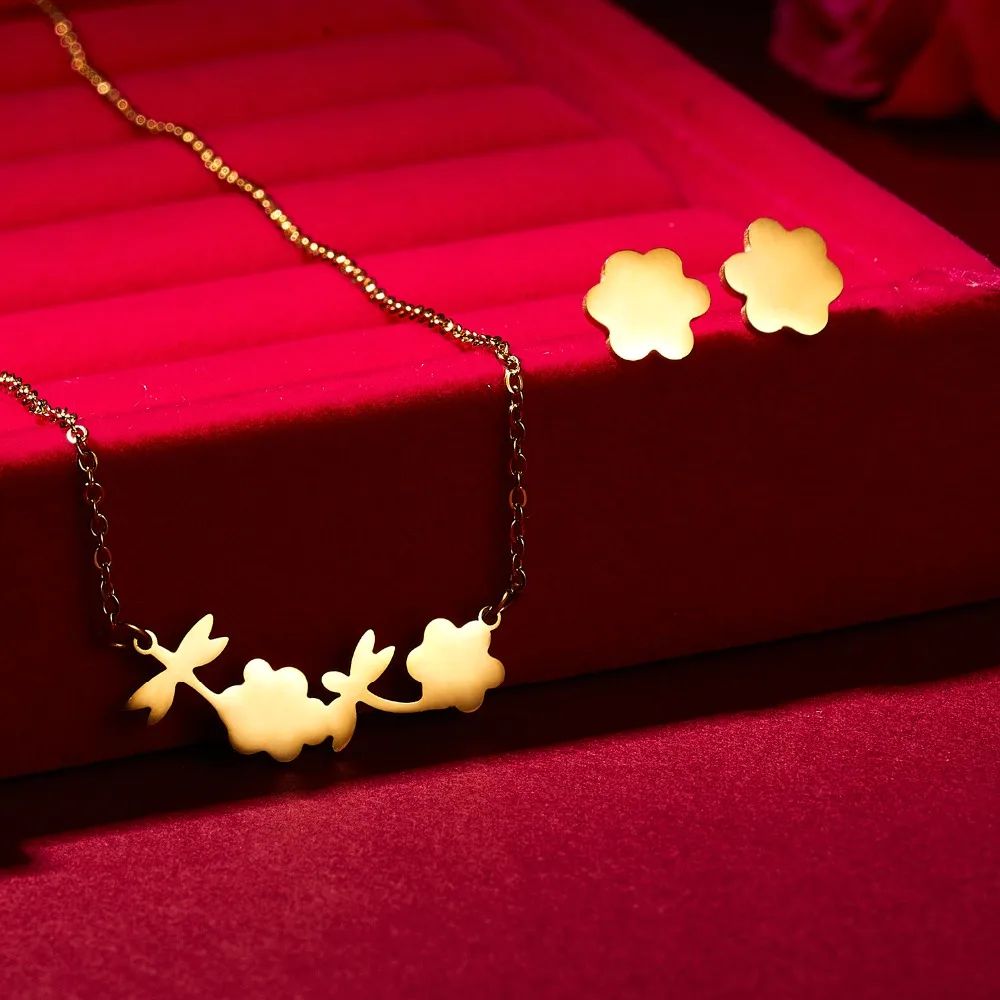 Rinhoo Модный Ювелирный Набор поступления сердце любовь животное ожерелье из нержавеющей стали серьги набор для женщин любовника обручальные ювелирные изделия