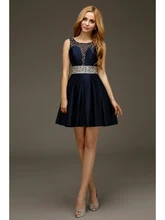 Echt Sexy Open Back Kurze Kleider Navy Sleeveless Wulstiger Satin Junioren 2016 Prom Cocktailkleider Mit Straps cd9983