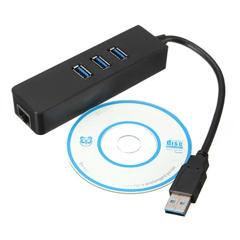 Новые 3 Порты и разъёмы USB 3.0 концентратор 10/100/1000 Мбит/с RJ45 Gigabit Ethernet LAN проводной сетевой адаптер